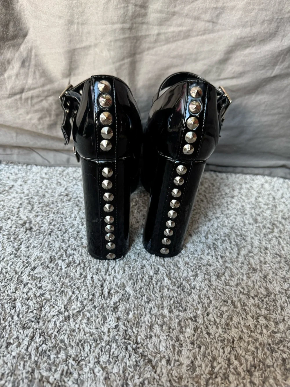 Glossy Black Patent Platform Mary Jane Shoes